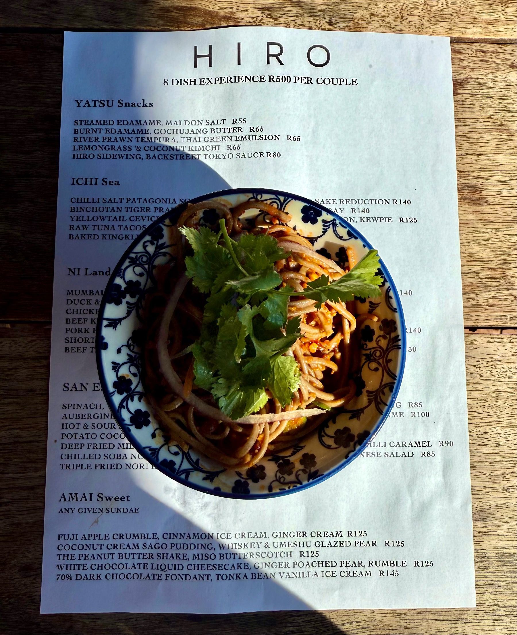 Chilled soba noodles with house ponzu crispy shallots and Japanese salad at Hiro Izakaya