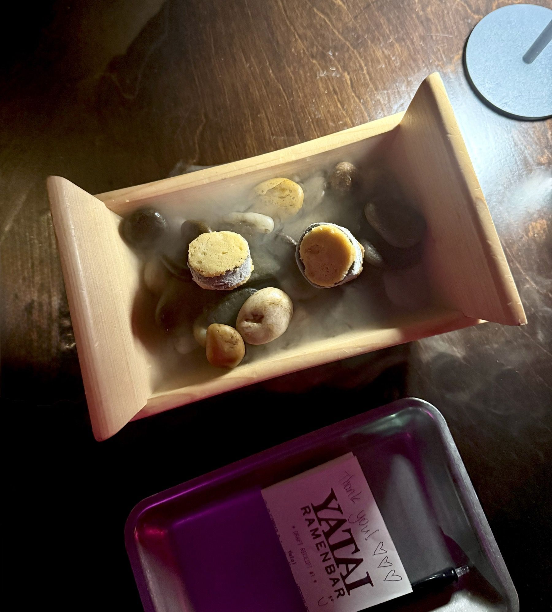 Assorted ice cream petits fours dessert at Yatai Ramen Bar