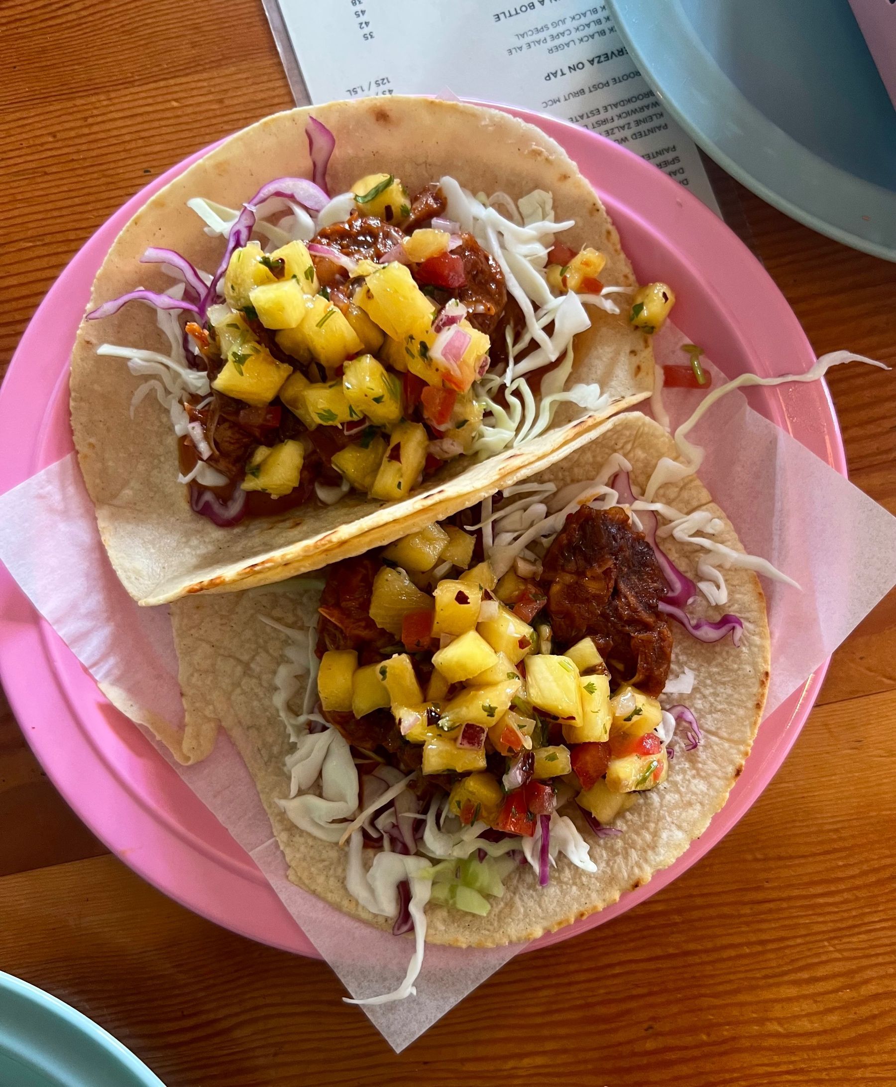 El Burro jackfruit tacos with fresh toppings
