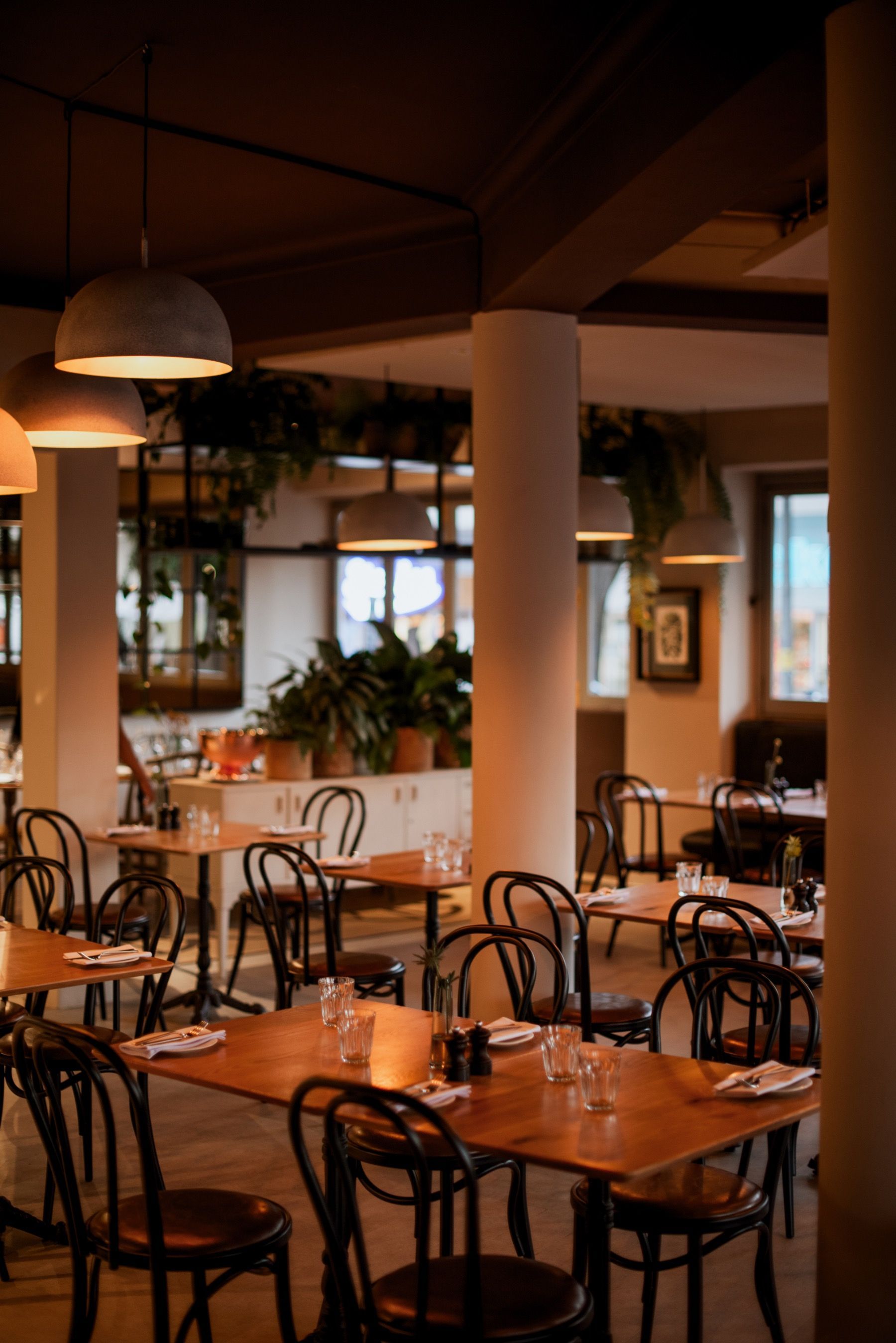 Mill Street Bistro interior in Stellenbosch with warm wood finishes, open kitchen and elegant dining space