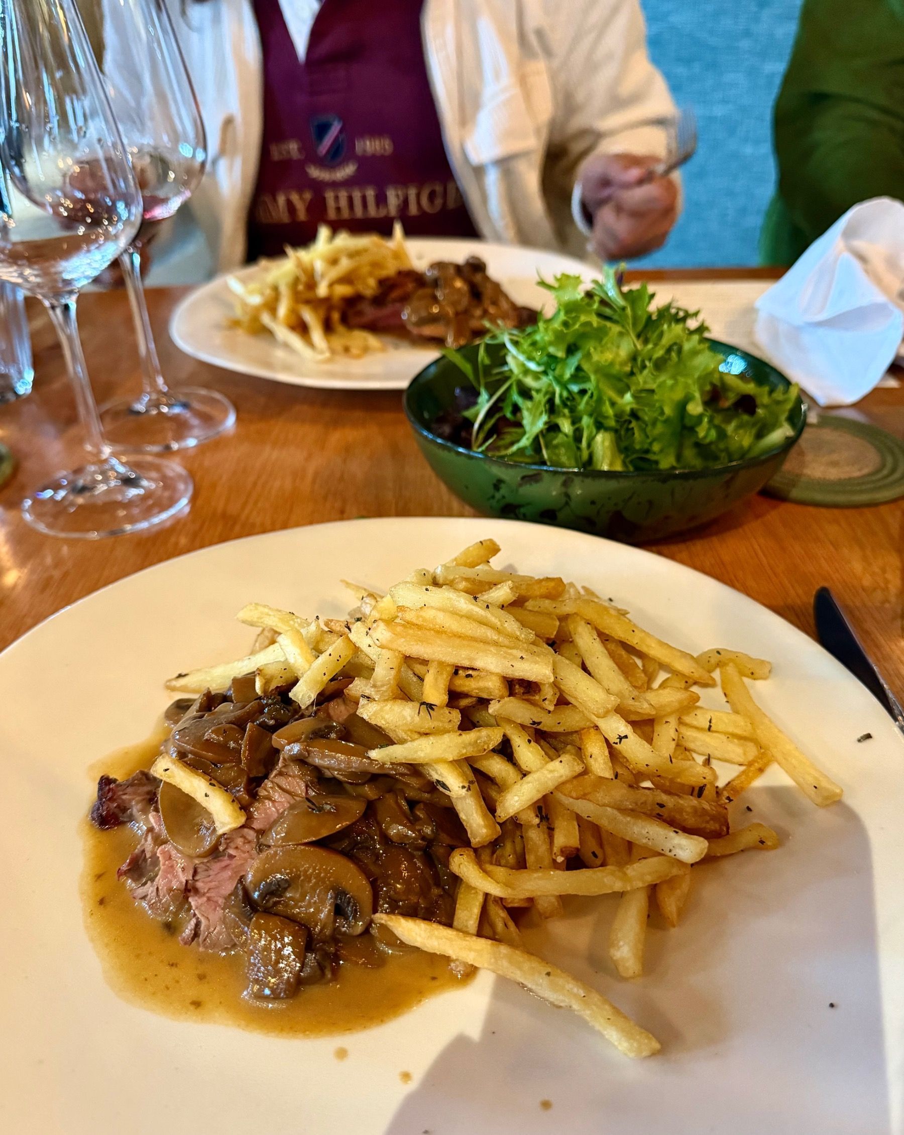 Mill Street Bistro L’Entrecôte Experience. Rump steak, unlimited fries, green salad and signature mushroom café au lait sauce