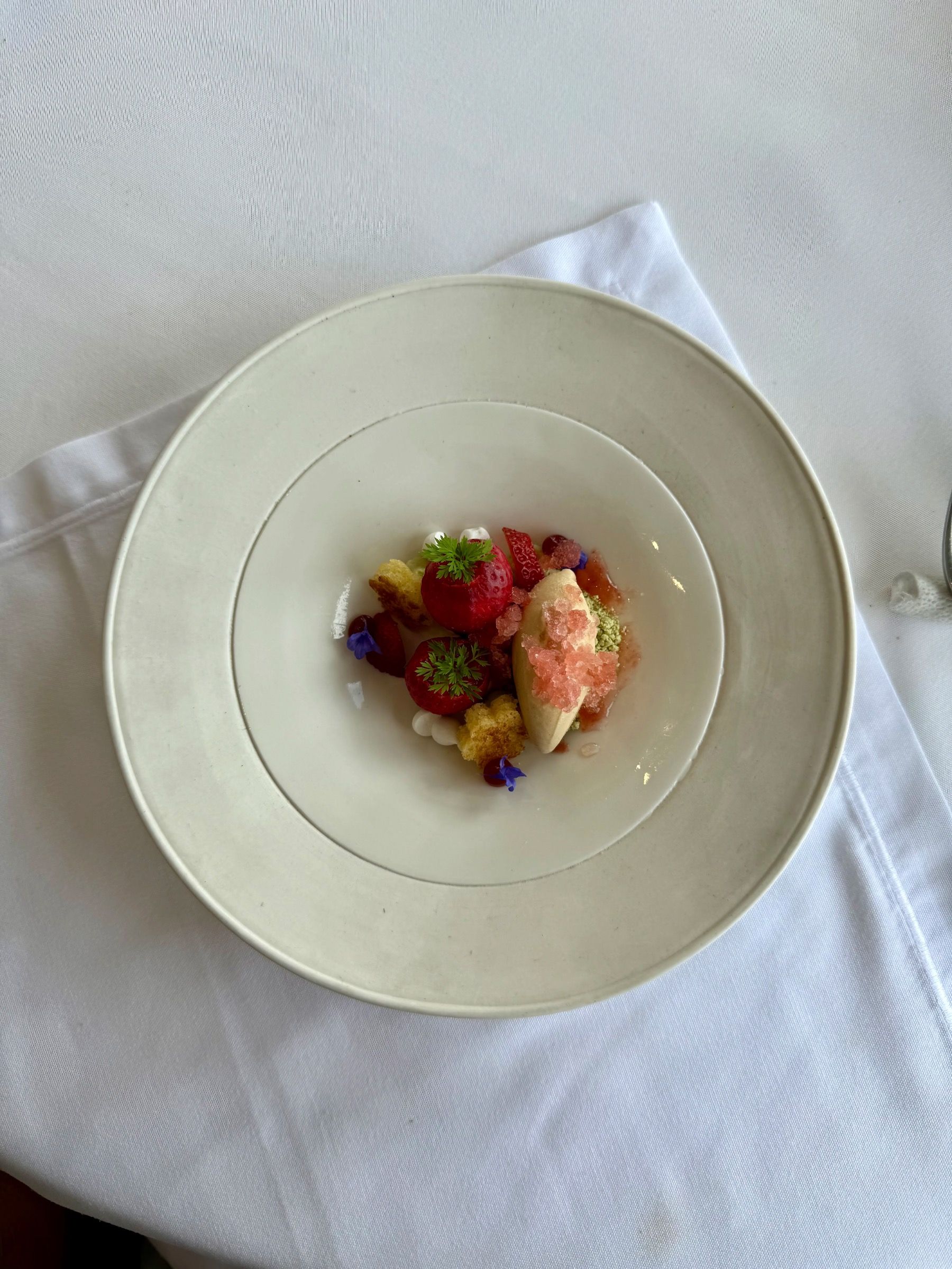 Strawberry and elderflower dessert at Pier Restaurant Cape Town
