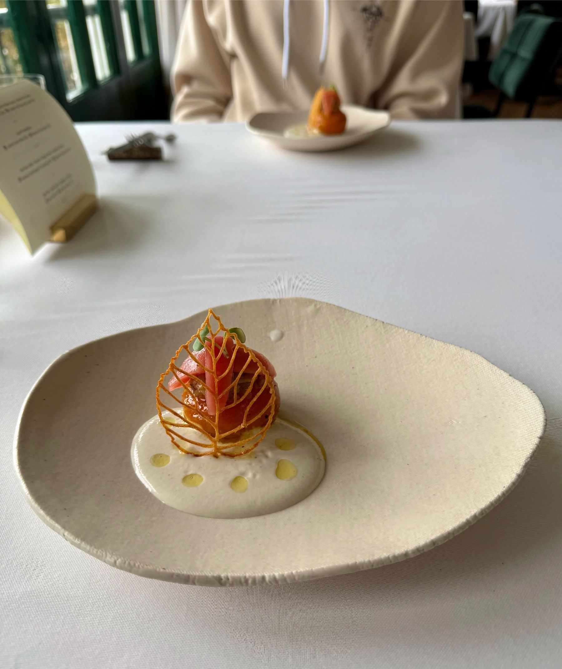 Golden beetroot with cashew cream and pickled guava at Salsify