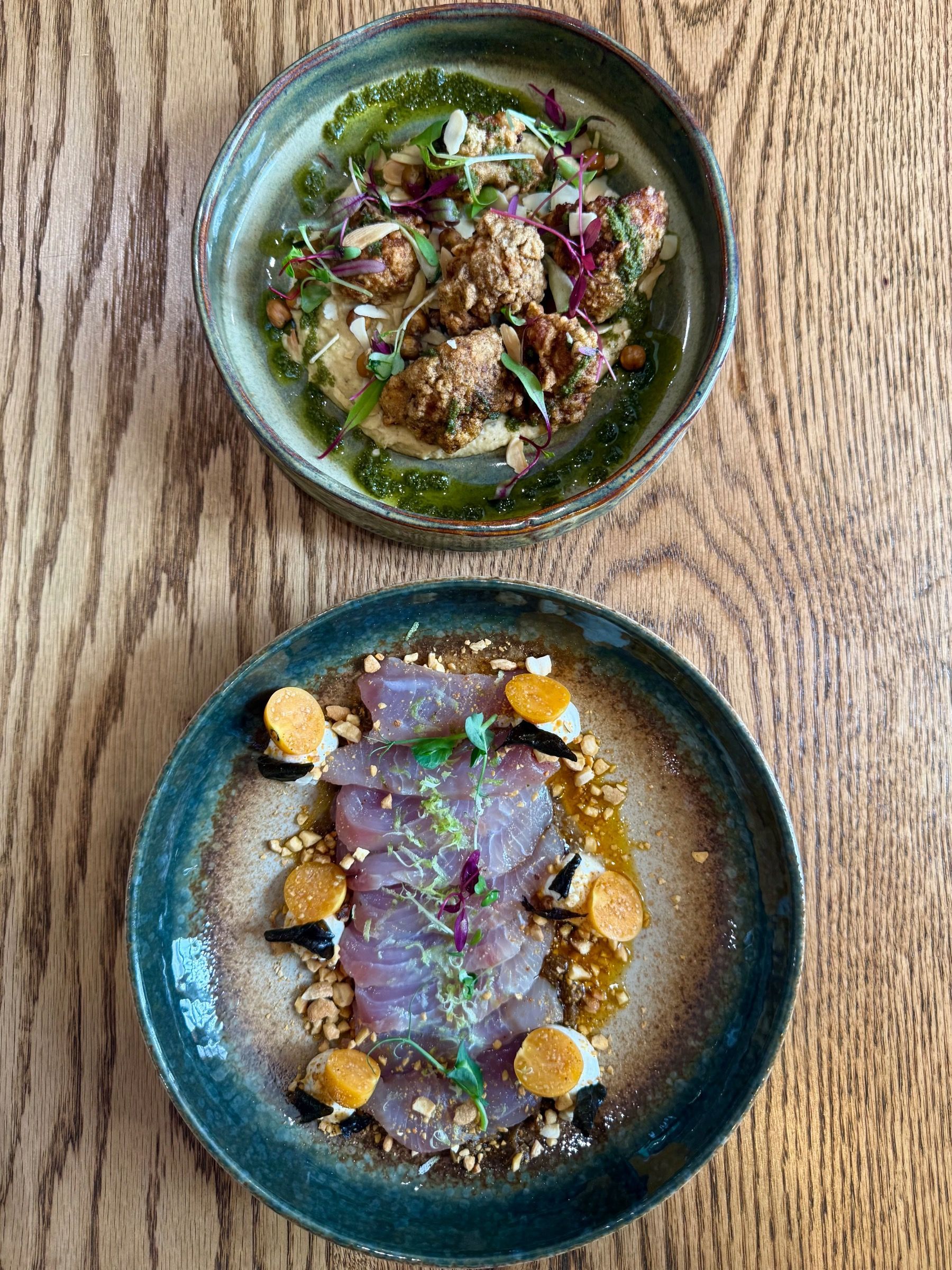Tandoori cauliflower and cured yellowtail small plates at Tannin on Bree
