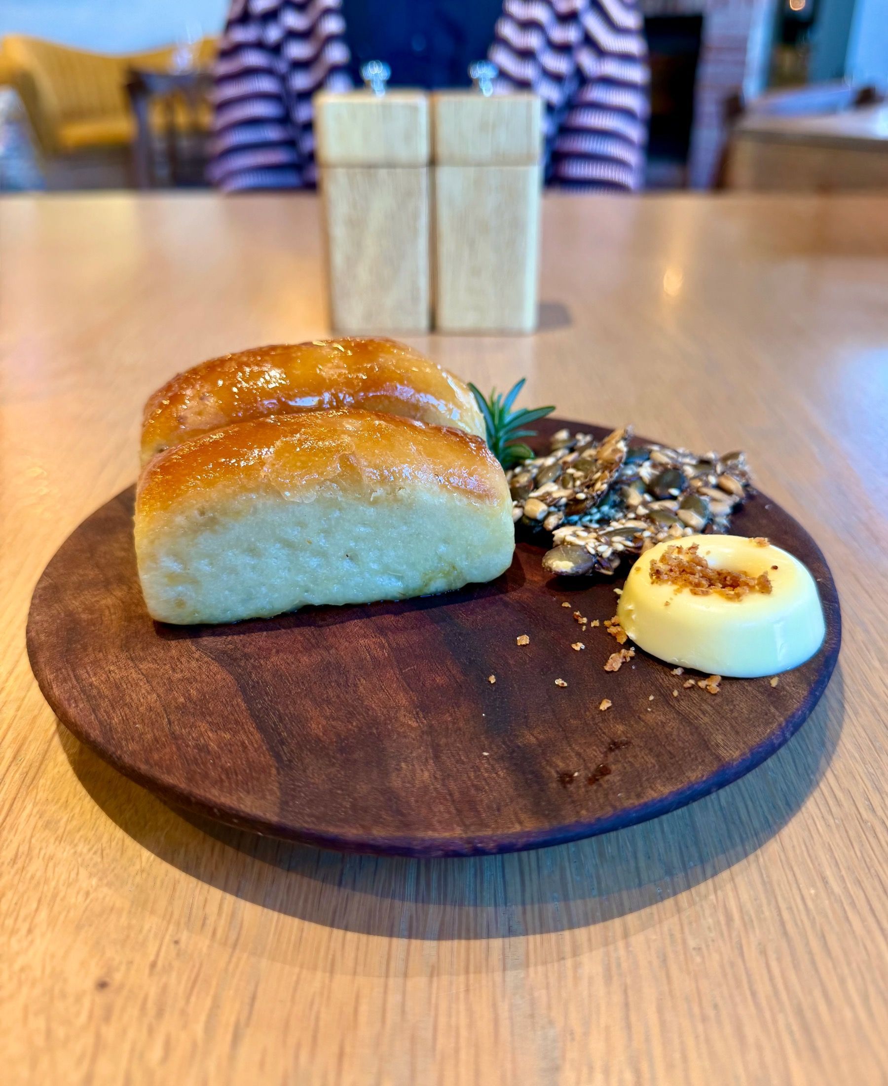 Honey glazed brioche bread with cultured butter at Tryn