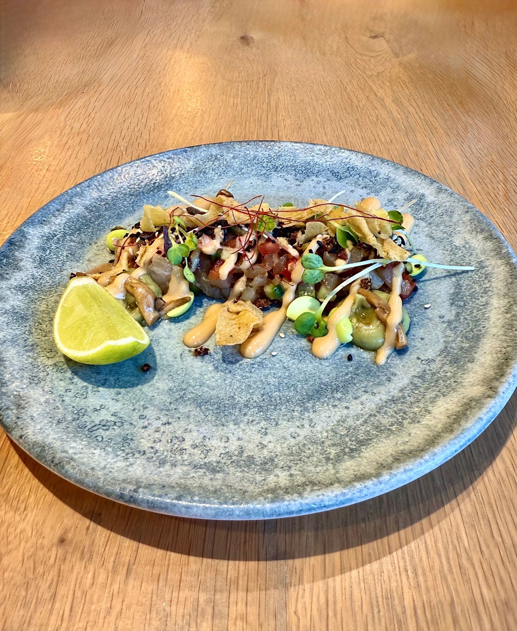 Cape Malay inspired game fish tartare at Tryn Steenberg