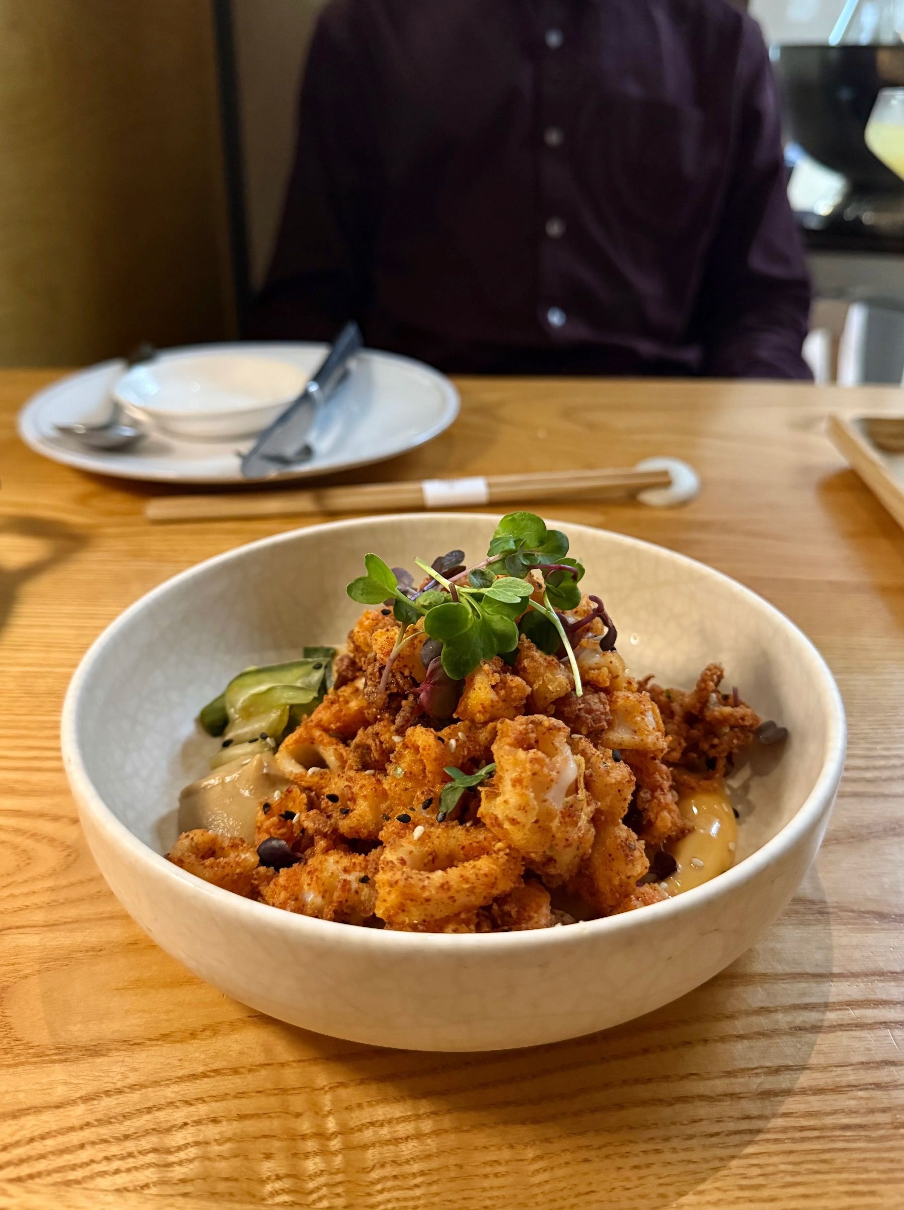Crispy fried calamari served with dipping sauce at Yama Cape Town