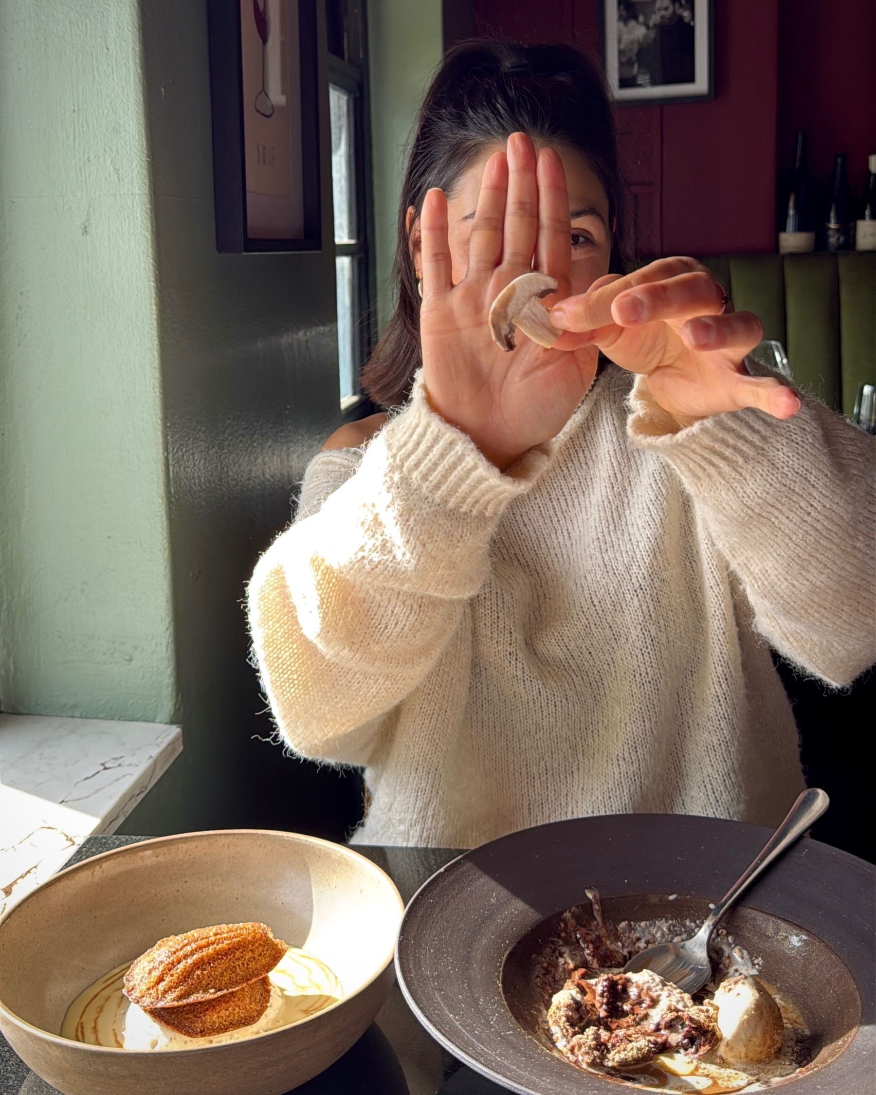Paige enjoying a spoonful of tiramisu.