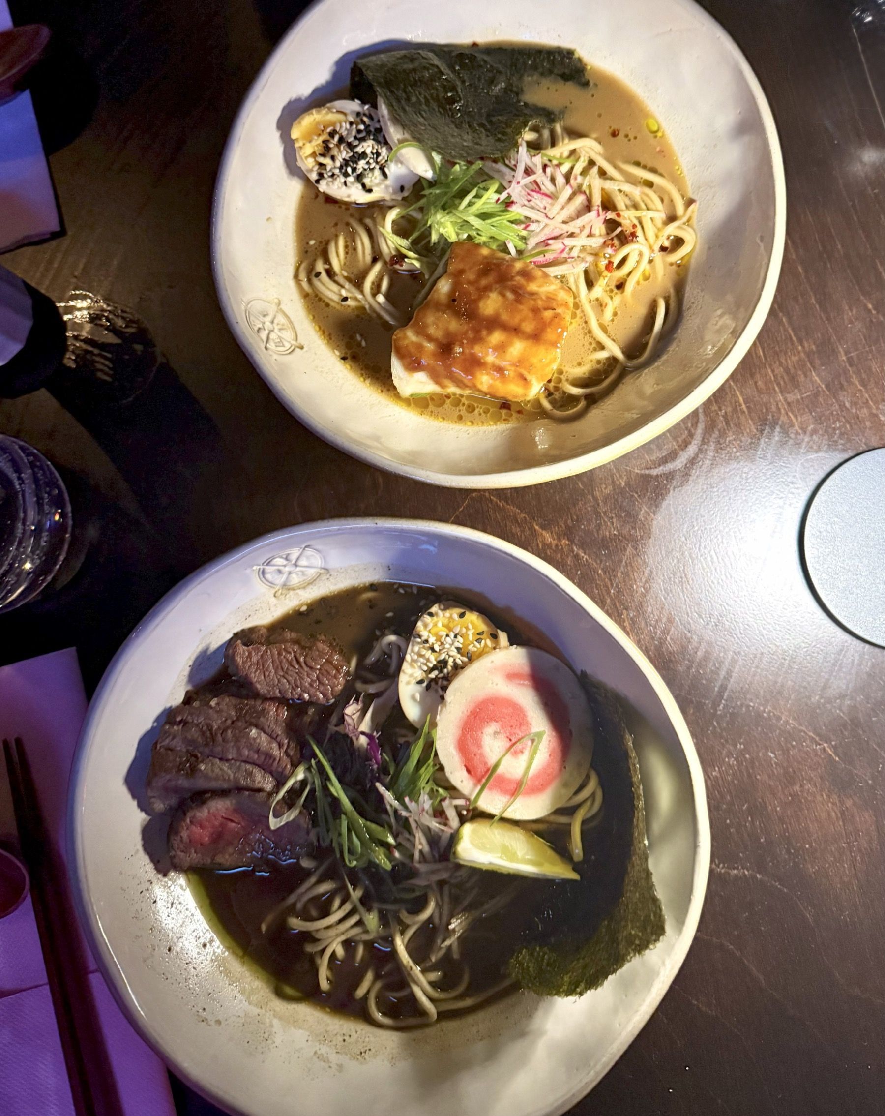 Truffle wagyu ramen and miso kingklip ramen at Yatai Ramen Bar in Cape Town