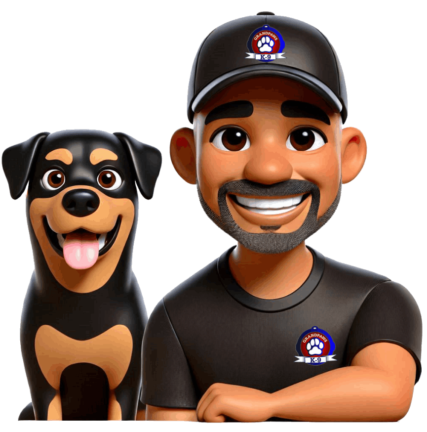 James and dog illustration