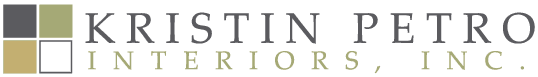 A logo for kristin petro interiors inc. is shown