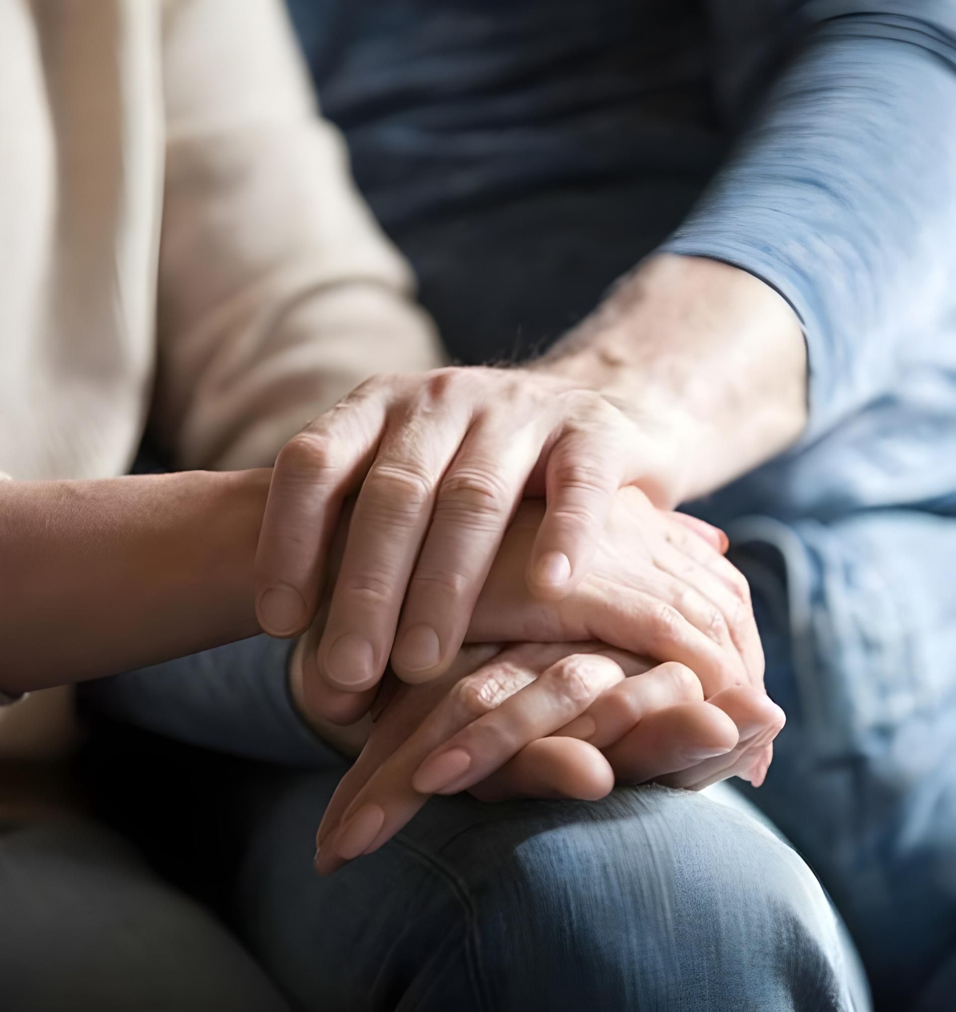 A man and a woman are holding hands while sitting on a couch — Coast & Country Insurance Consultants Pty Ltd In Central Coast, NSW