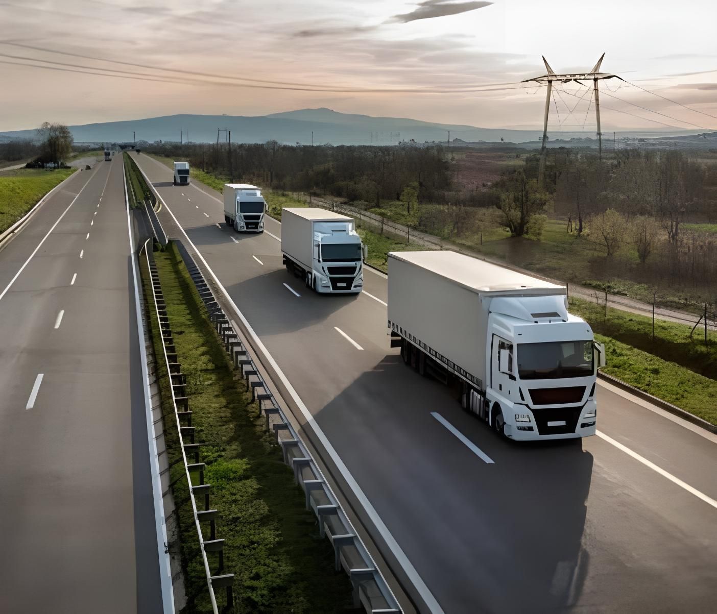 A Group Of Trucks Are Driving Down A Highway — Coast & Country Insurance Consultants Pty Ltd In Central Coast, NSW