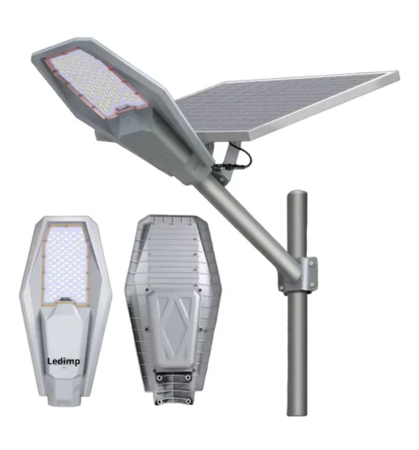 Una farola con un panel solar conectado a ella