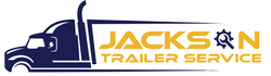A logo for jackson trailer service with a truck on it.