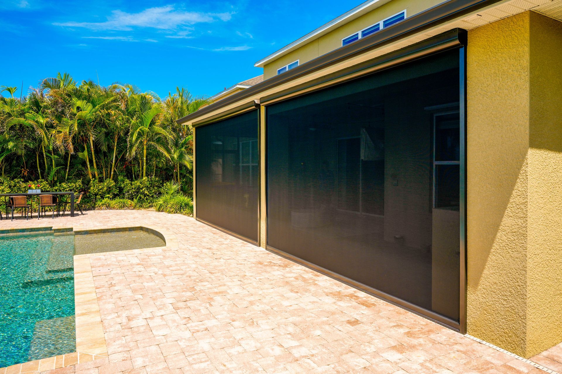 Pool House with Motorized Screen  — Ladson, SC — Coastal Shade Pros