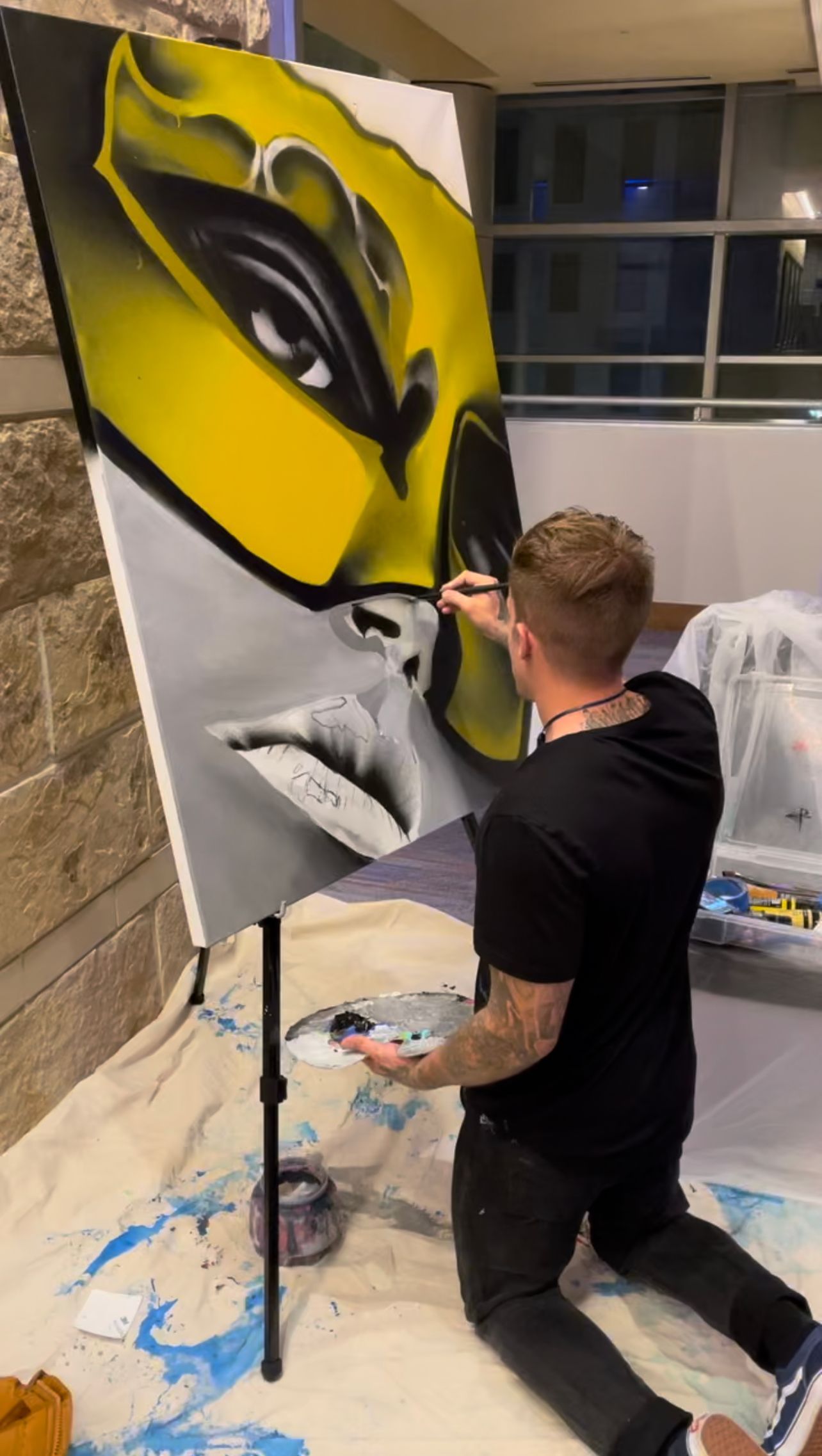 Live mural painted by local artist for corporate event, hired by Legend Entertainment Las Vegas.