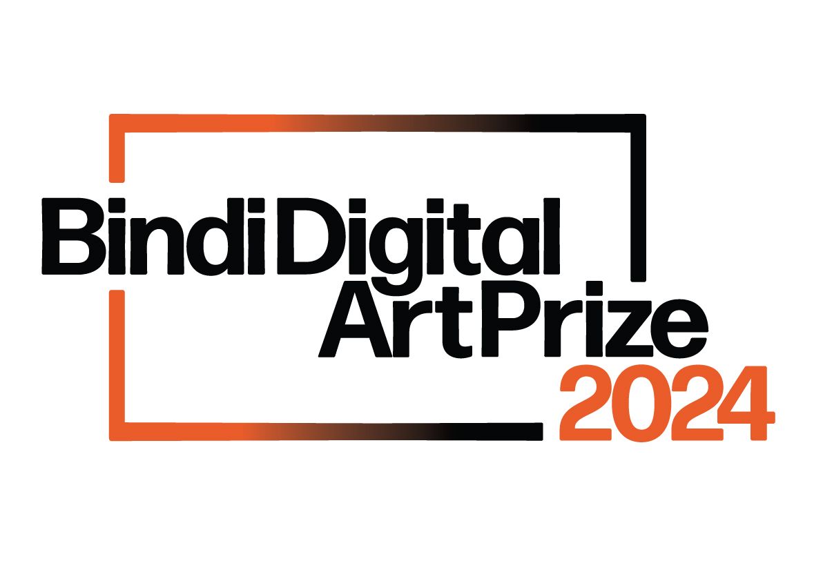 The logo for the central desert digital art prize is black and white.