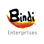 A logo for bindi enterprises with a red and yellow brush stroke.