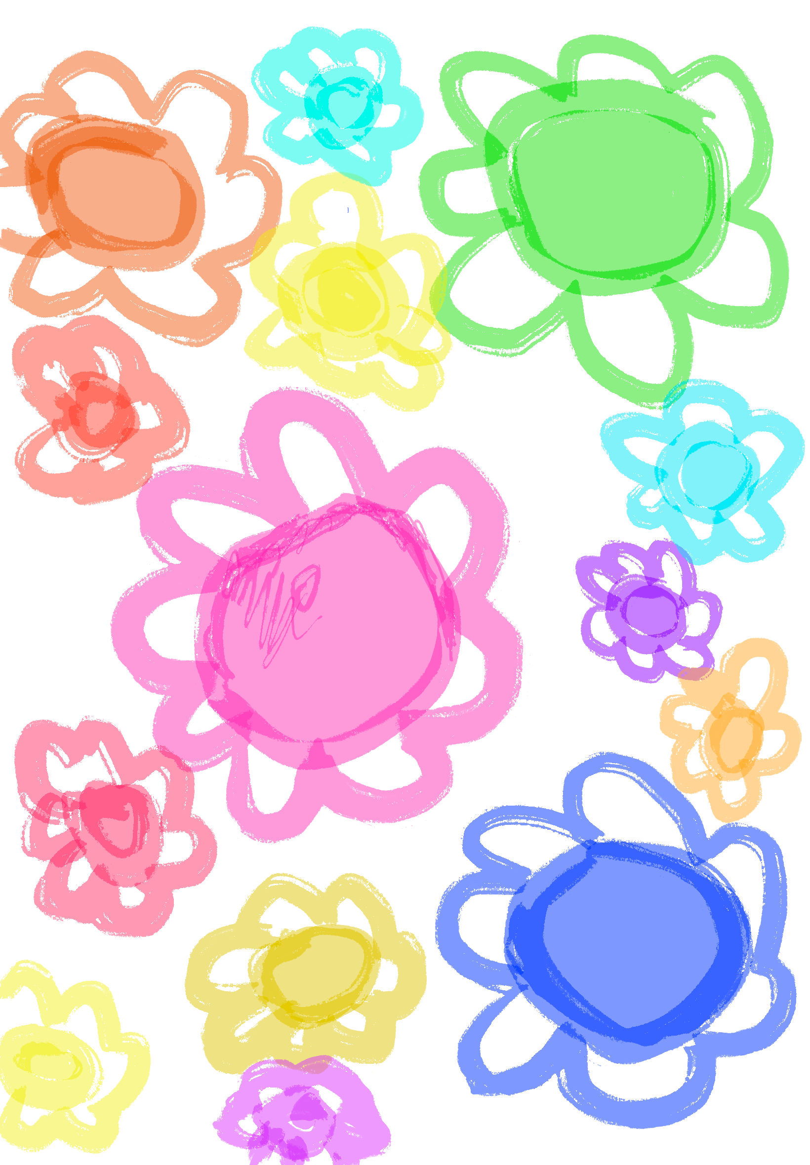 A bunch of colorful flowers on a white background