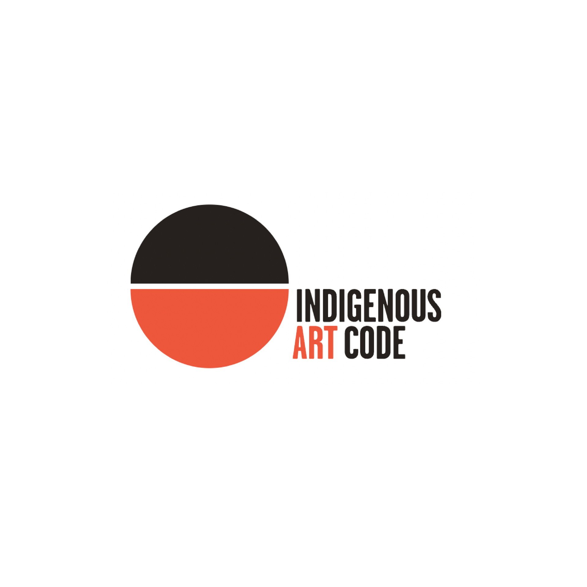 The logo for the indigenous art code is a red and black circle with the words `` indigenous art code '' written below it.
