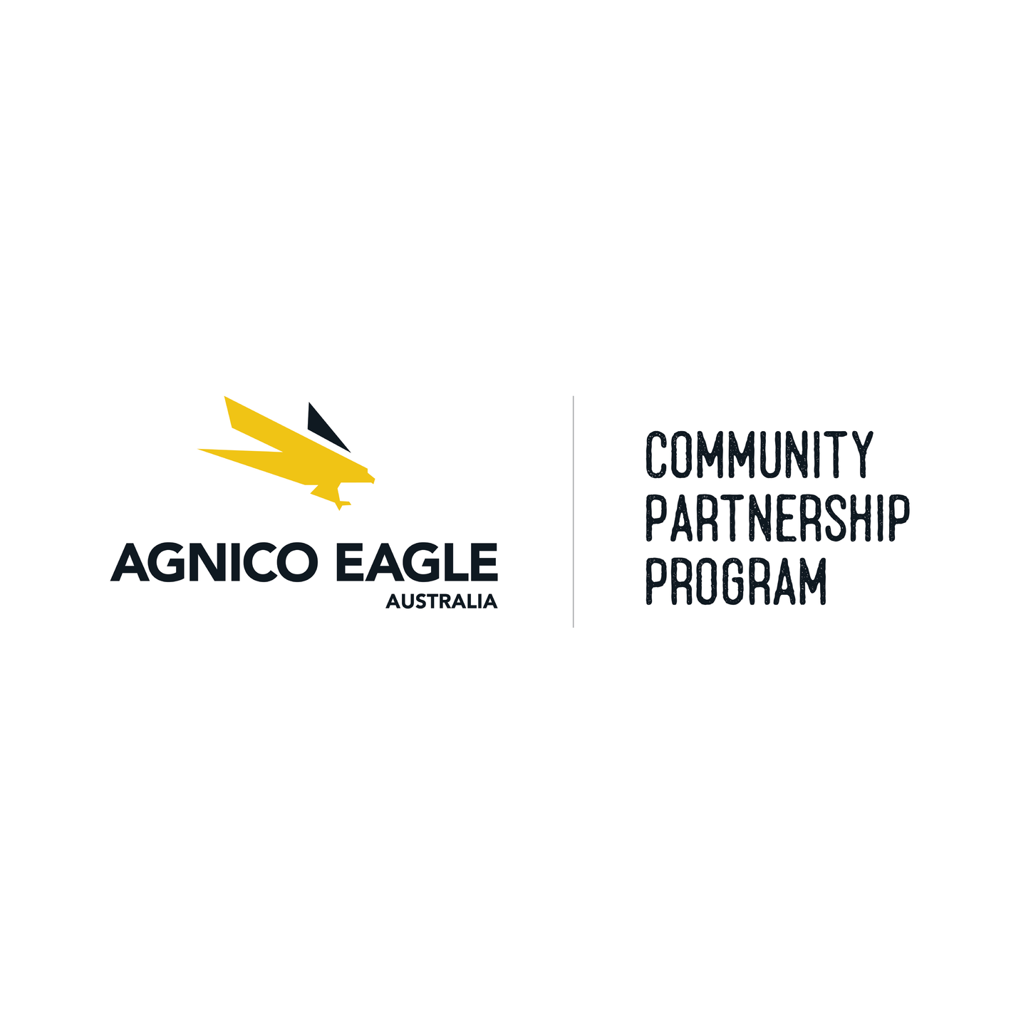 The agnico eagle community partnership program logo on a white background.
