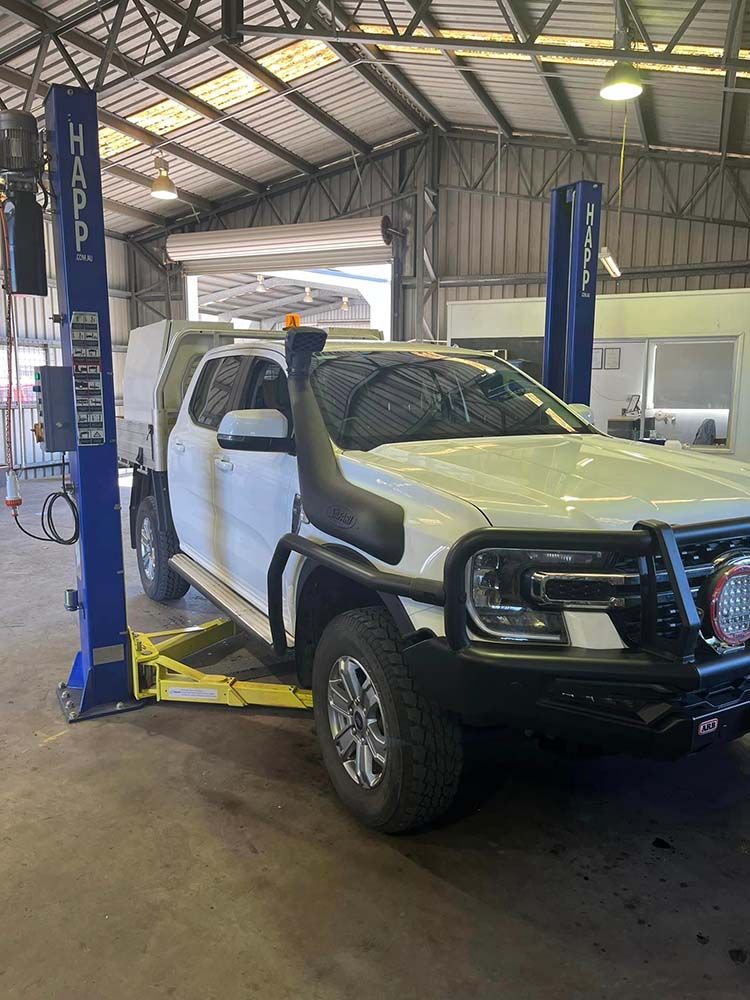 White Car Ready For Repair — KBX Mechanical In West Mackay, QLD