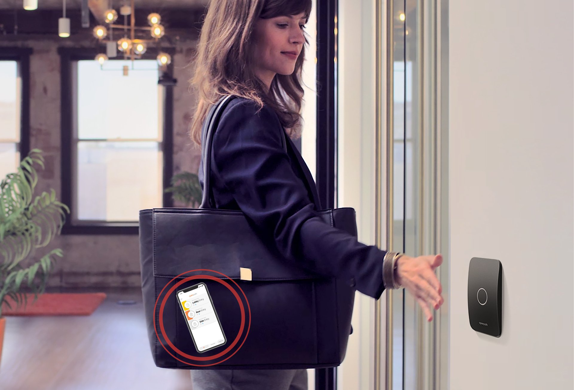 woman pressing doorbell