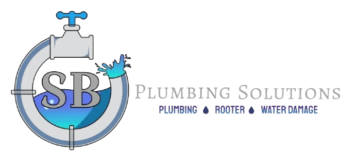Logo for SB Plumbing Solutions featuring a faucet with the initials "SB" in a water droplet shape.