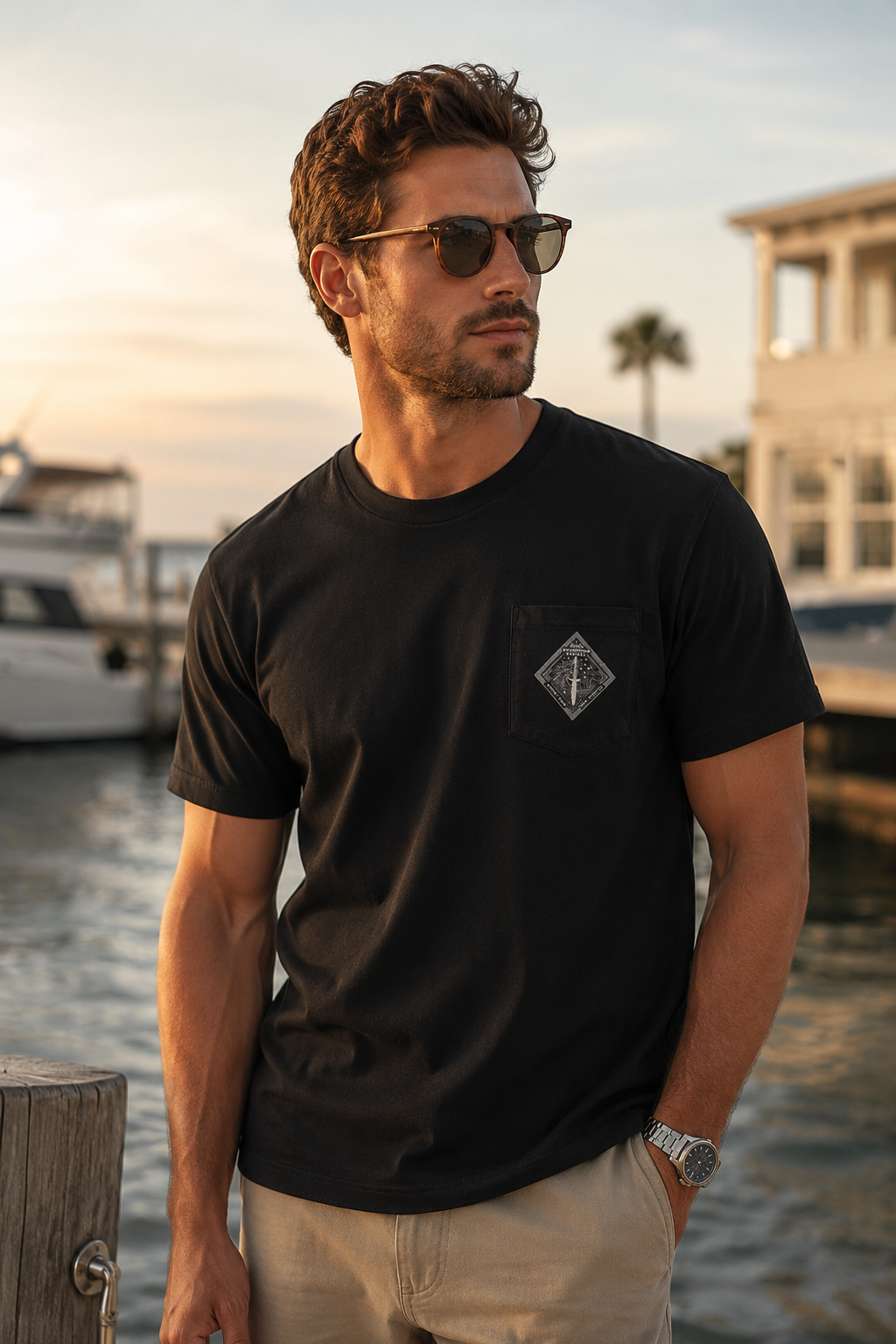 Team Onshore Men’s Premium Pocket Tee — Black