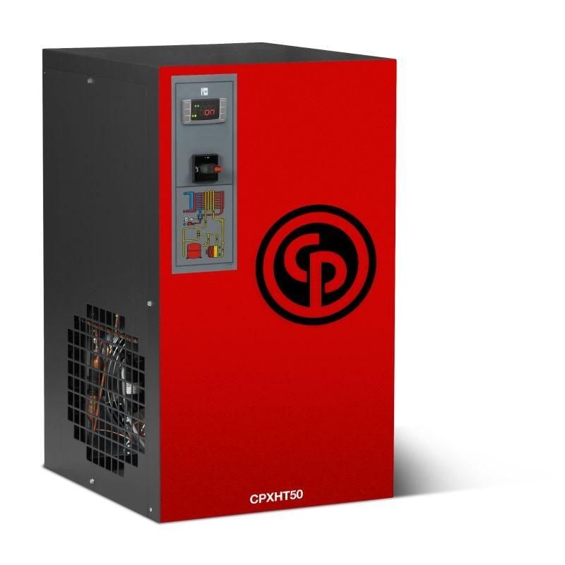 Una caja roja con un logotipo CP negro encima.