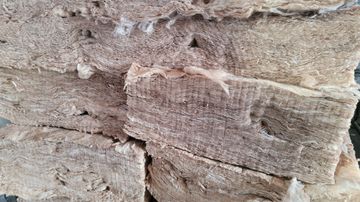 Stack of brown insulation material.
