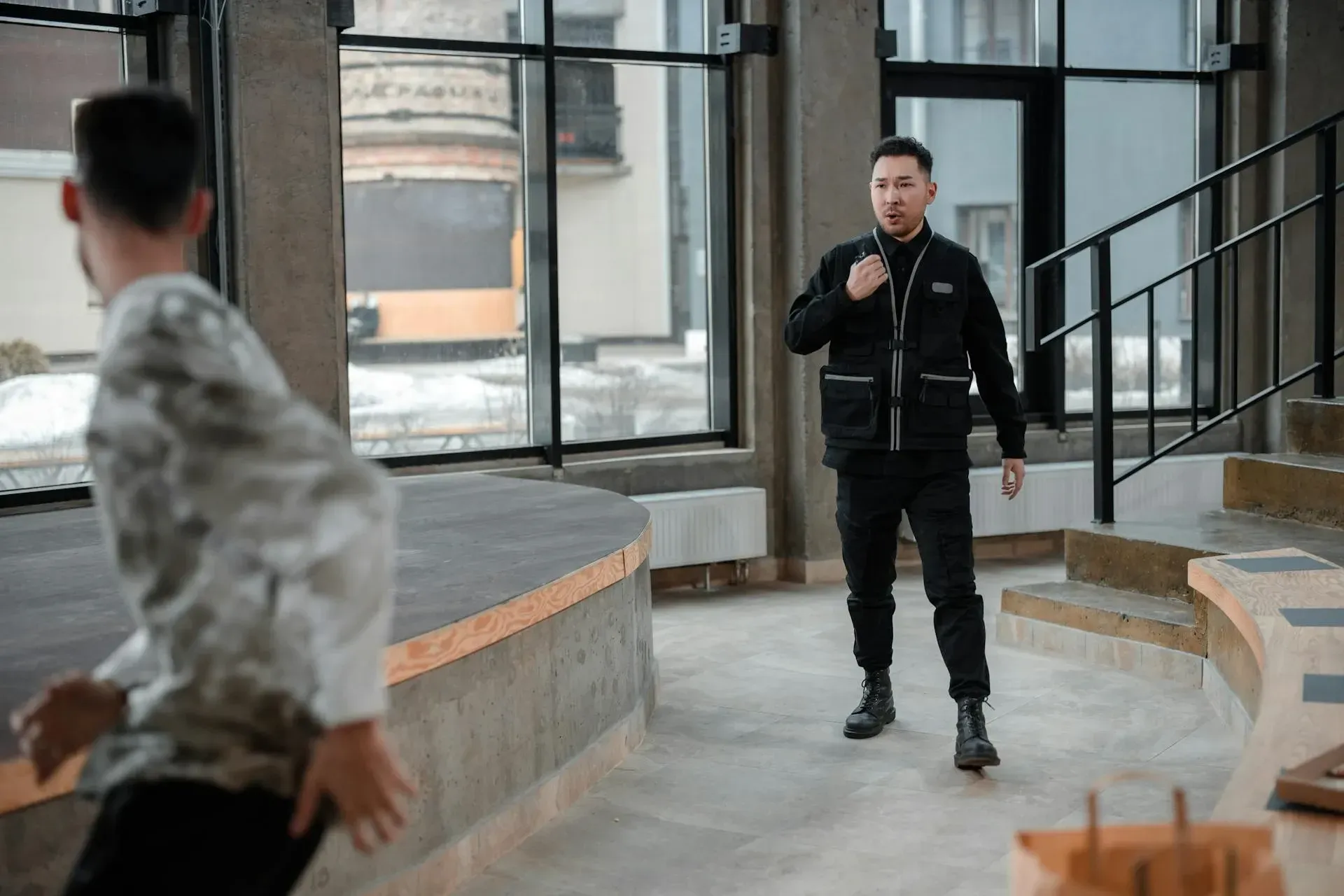 Security guard services protecting customers by catching a crook