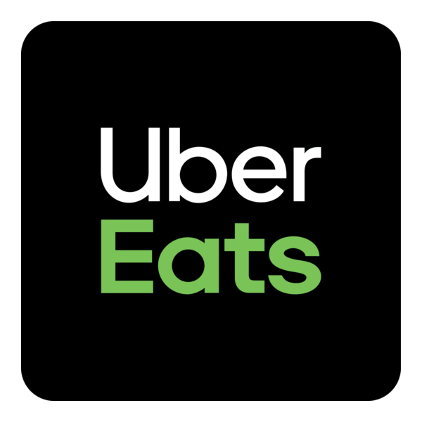 The uber eats logo is on a black background