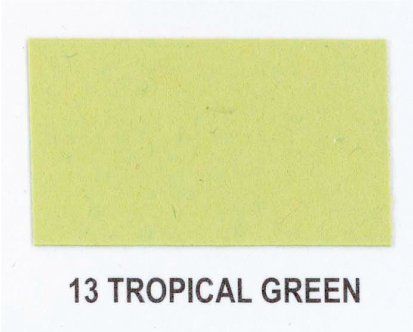 A piece of paper that says tropical green on it