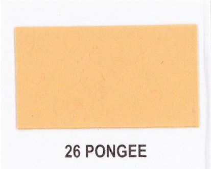 A piece of paper that says 26 pongee on it