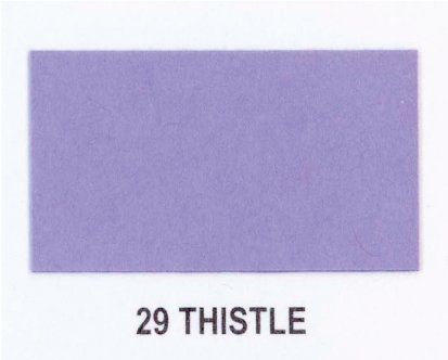 A piece of purple paper with the word thistle on it