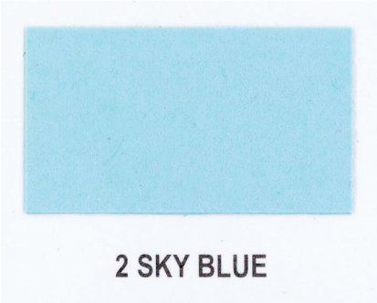A piece of paper that says 2 sky blue on it