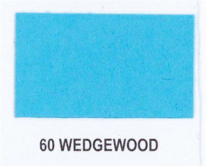 A piece of blue paper with the word wedgewood on it