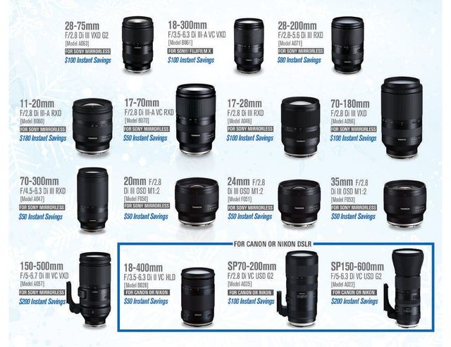 Zoom into Holiday Savings. Up to $200 on select Tamron lenses