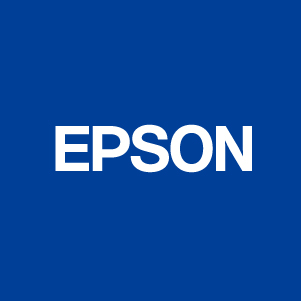 The epson logo is on a blue background.