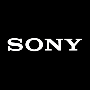 The sony logo is white on a black background.