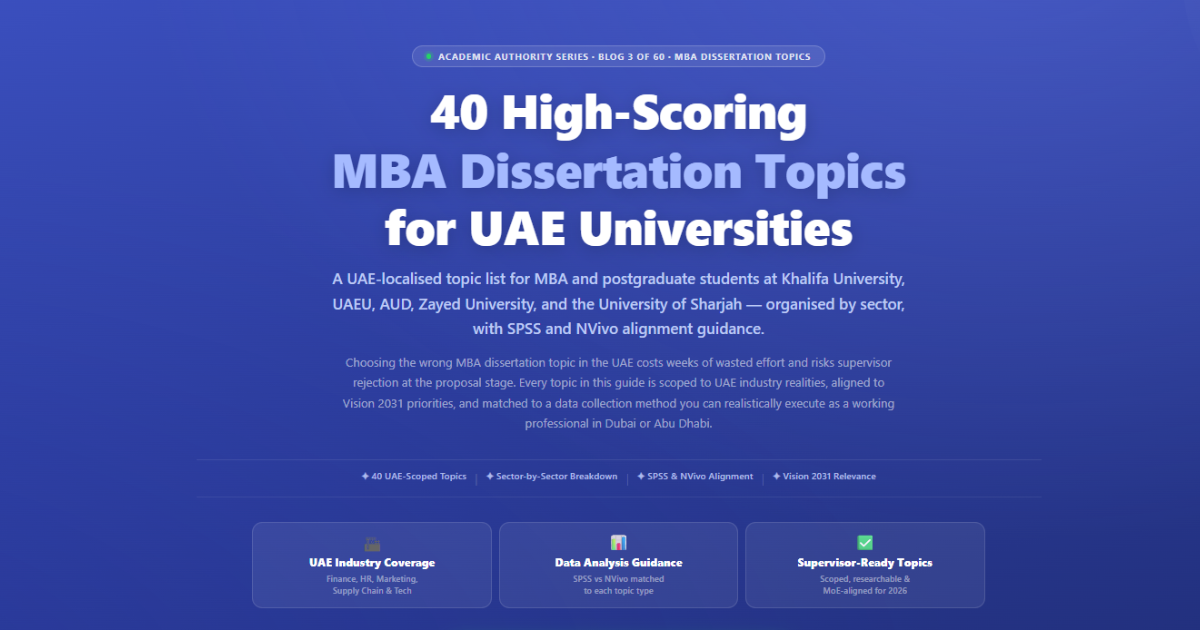 40 High-Scoring MBA Dissertation Topics in UAE Universities | Labeeb