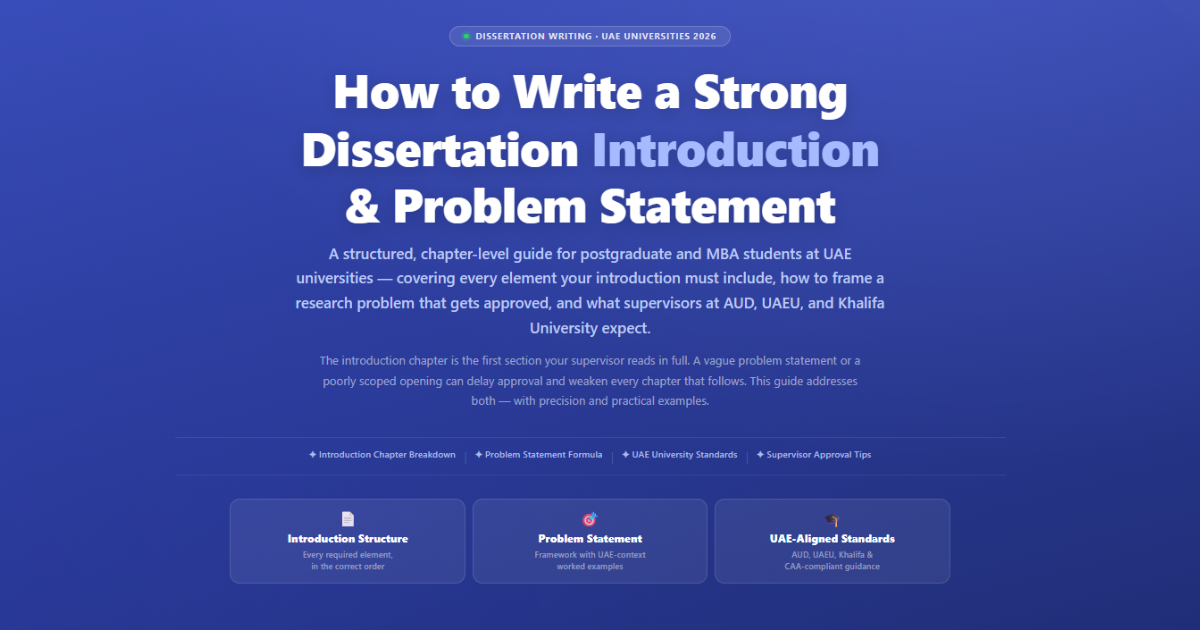 Dissertation Introduction & Problem Statement | UAE Guide