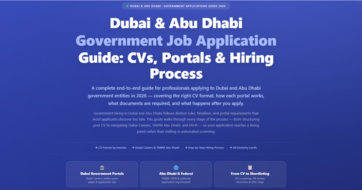 Complete 2026 guide to Dubai Careers, TAMM, and Nafis applications. Discover ATS-ready CV formats,