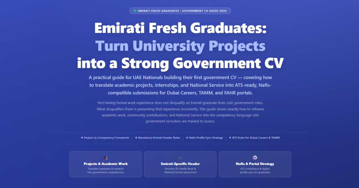 Emirati fresh graduate UAE government CV guide covering project translation National Service Nafis