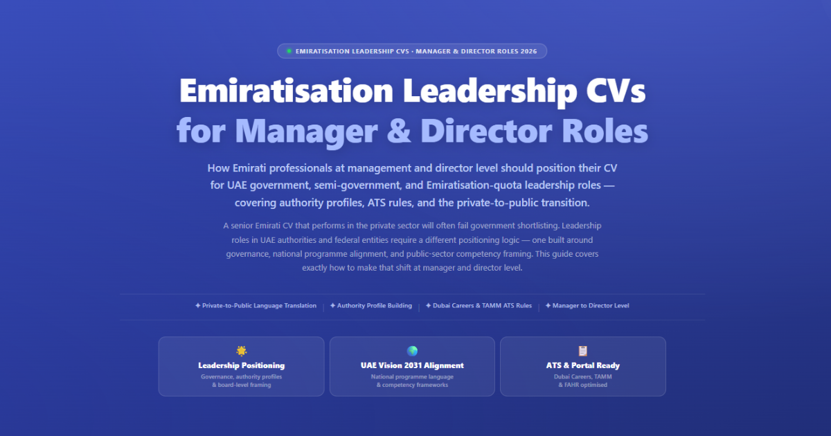 Emiratisation Leadership CVs: Positioning Emirati Professionals for Manager & Director Roles