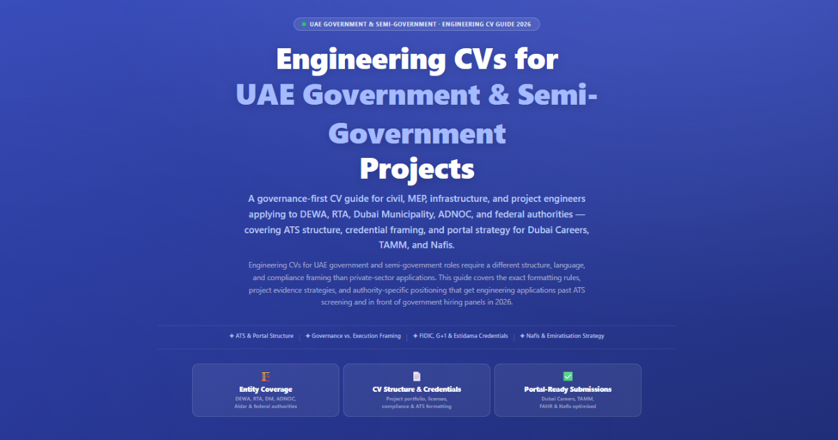 Engineering CVs for UAE Government & Semi-Government Projects