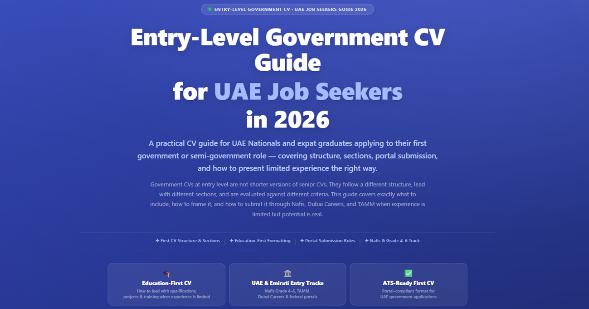 Entry-level government CV guide for UAE job seekers — Nafis, Dubai Careers and TAMM application.