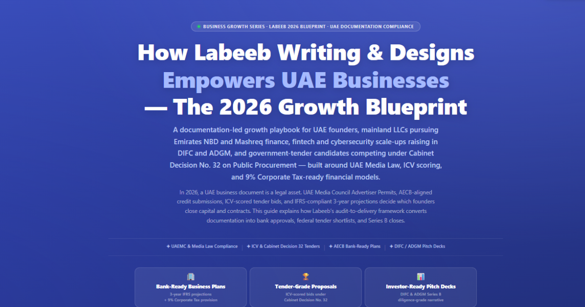 How Labeeb Writing Designs Helps UAE Businesses & Investors 2026